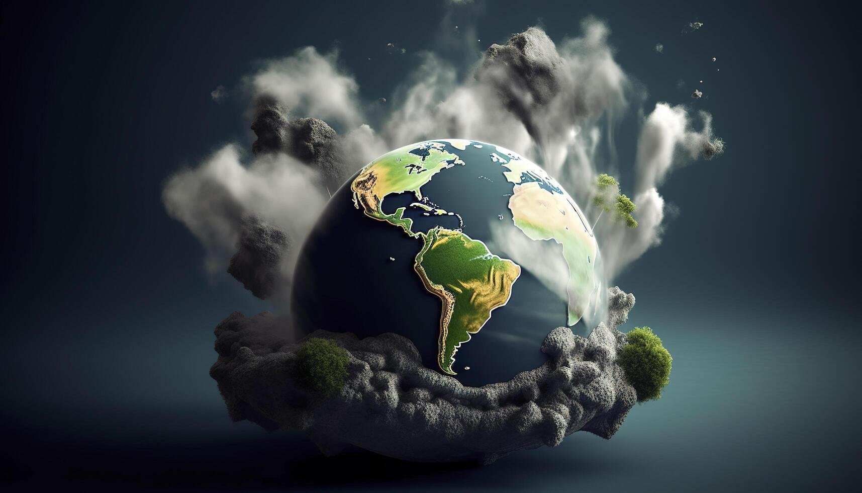 earth with pollution , photo