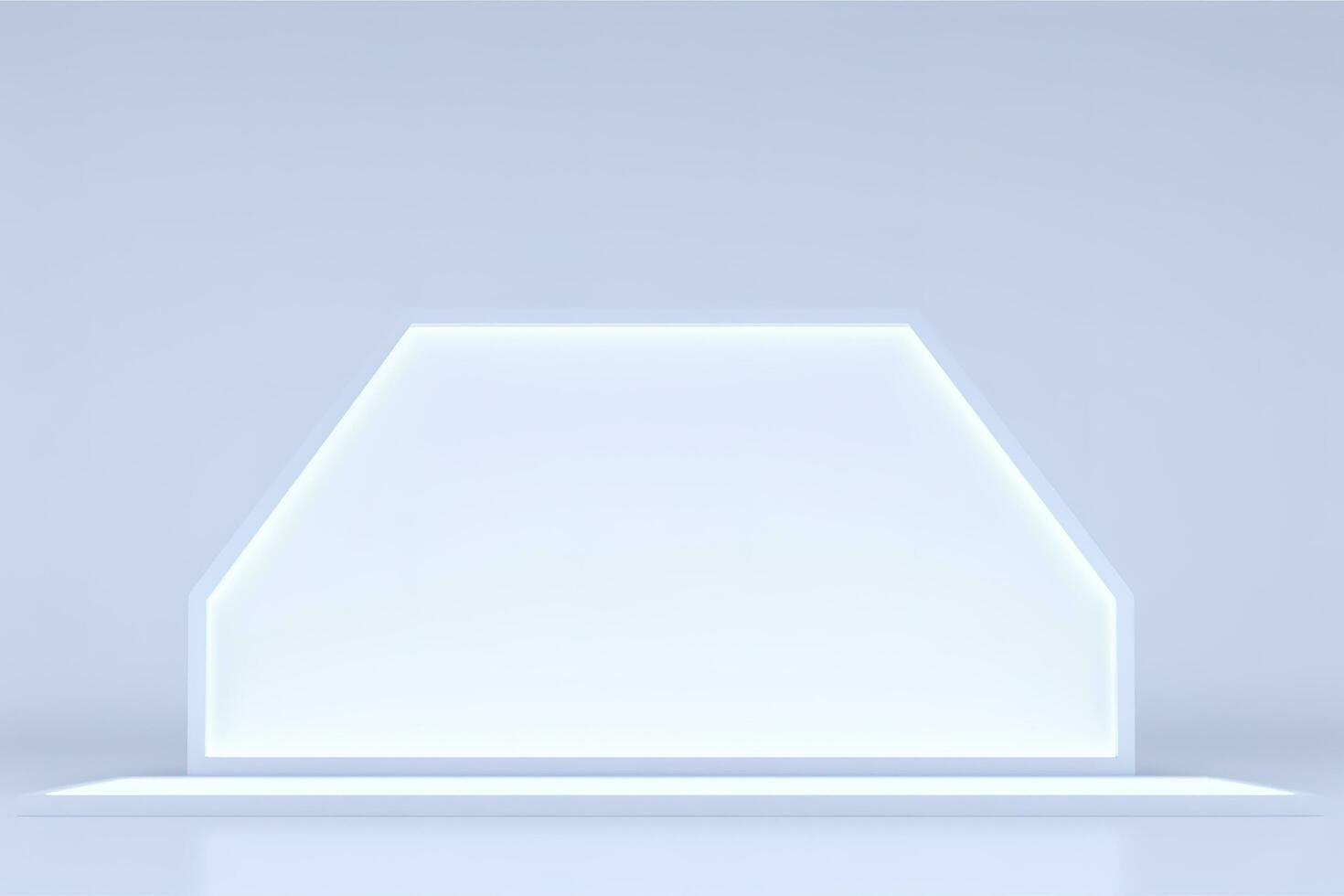 Realistic podium display with neon white lights, Product display background with light frame, White prodium product display with light effect, neon lights background, generate ai photo