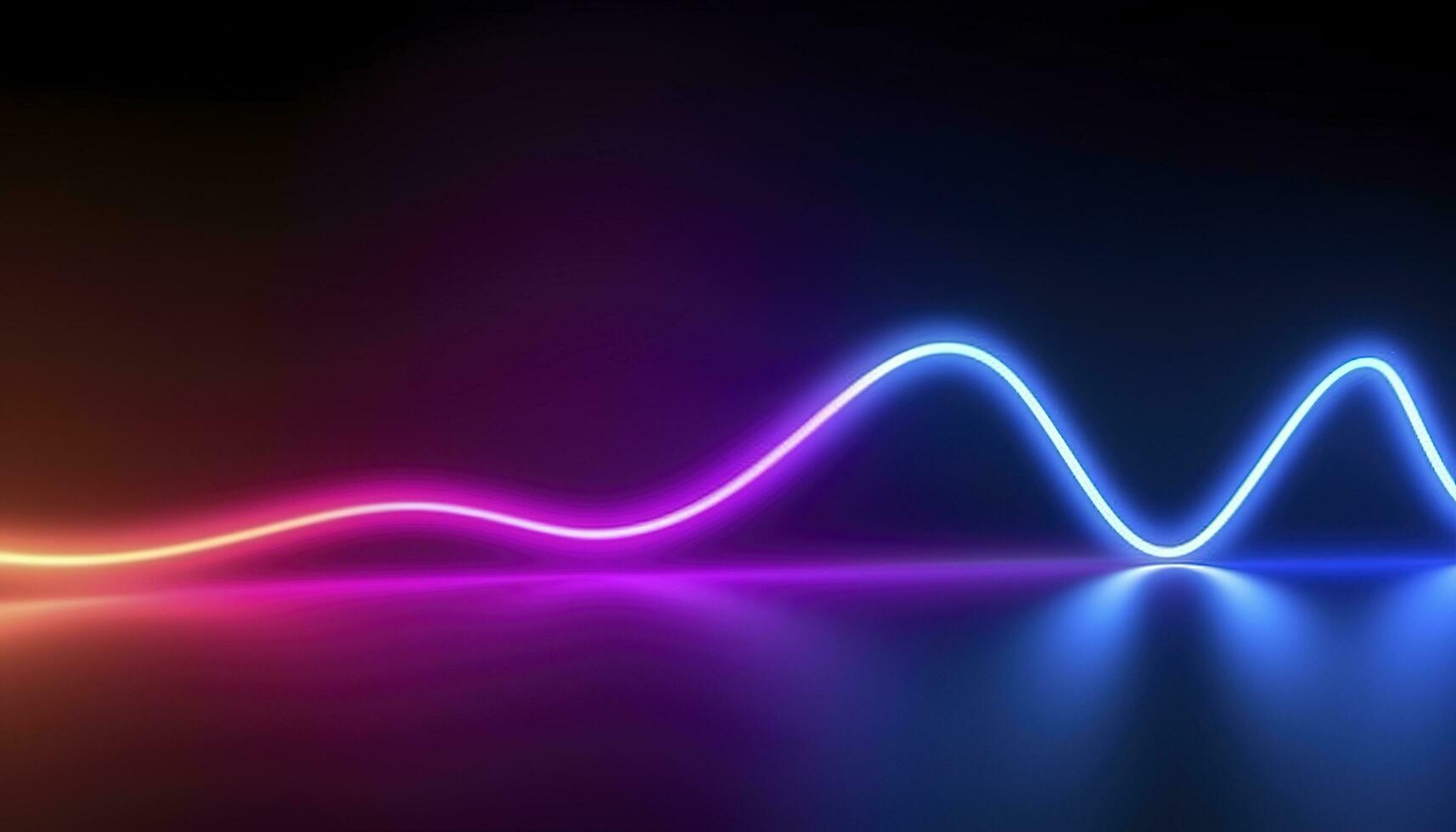 3d rendering, the abstract background of colorful neon wavy lines glowing in the dark. Modern simple wallpaper, generates ai photo