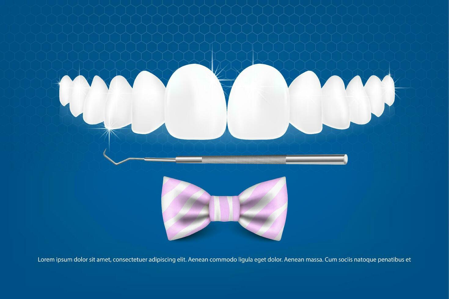 Ilustración vectorial 3d, dientes realistas con frenos en la mandíbula superior e inferior. alineación de la mordida de los dientes, dentición con frenos, frenos dentales. vector