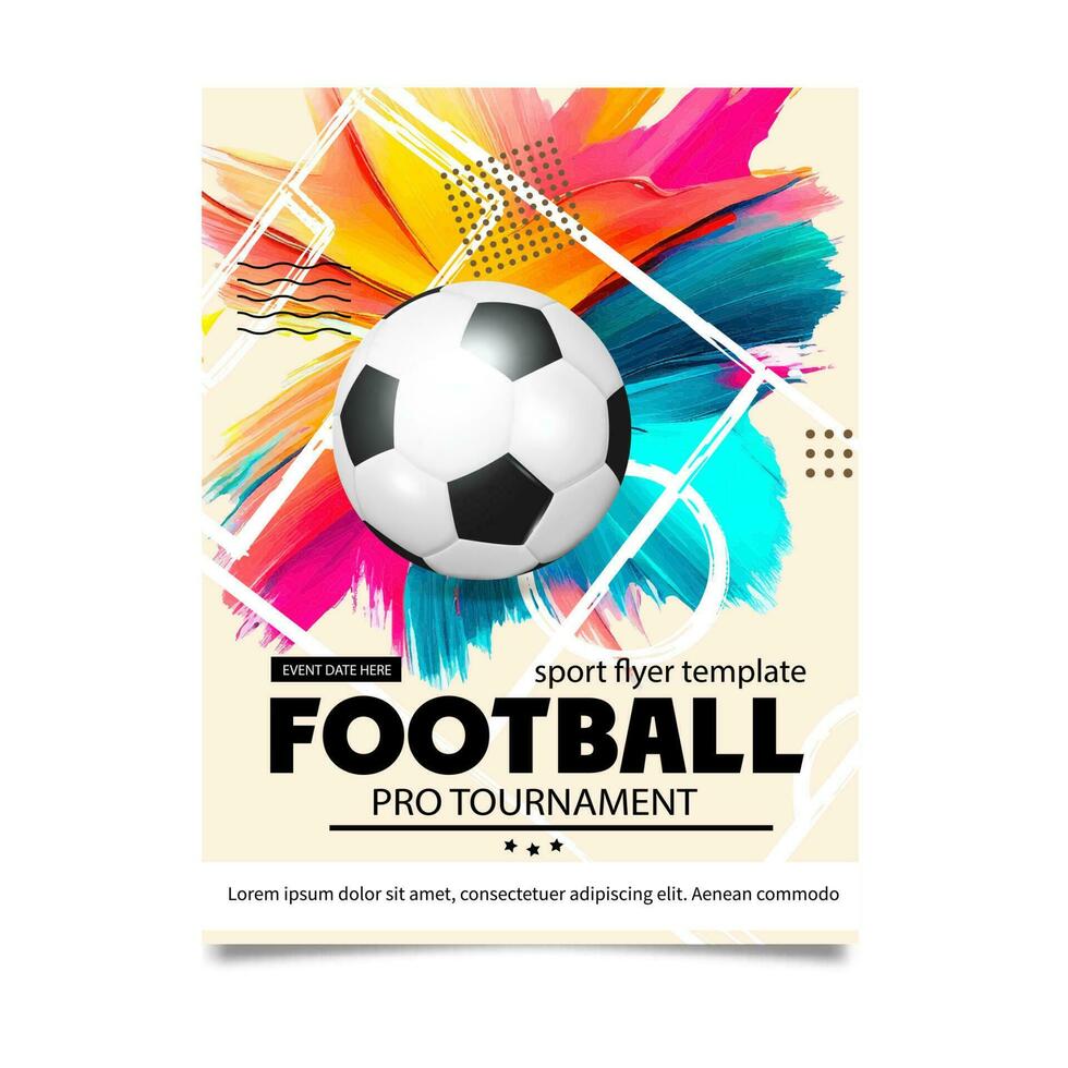 Creative soccer football tournament brochure template. Football or soccer ball on modern background. Football cover design template. vector