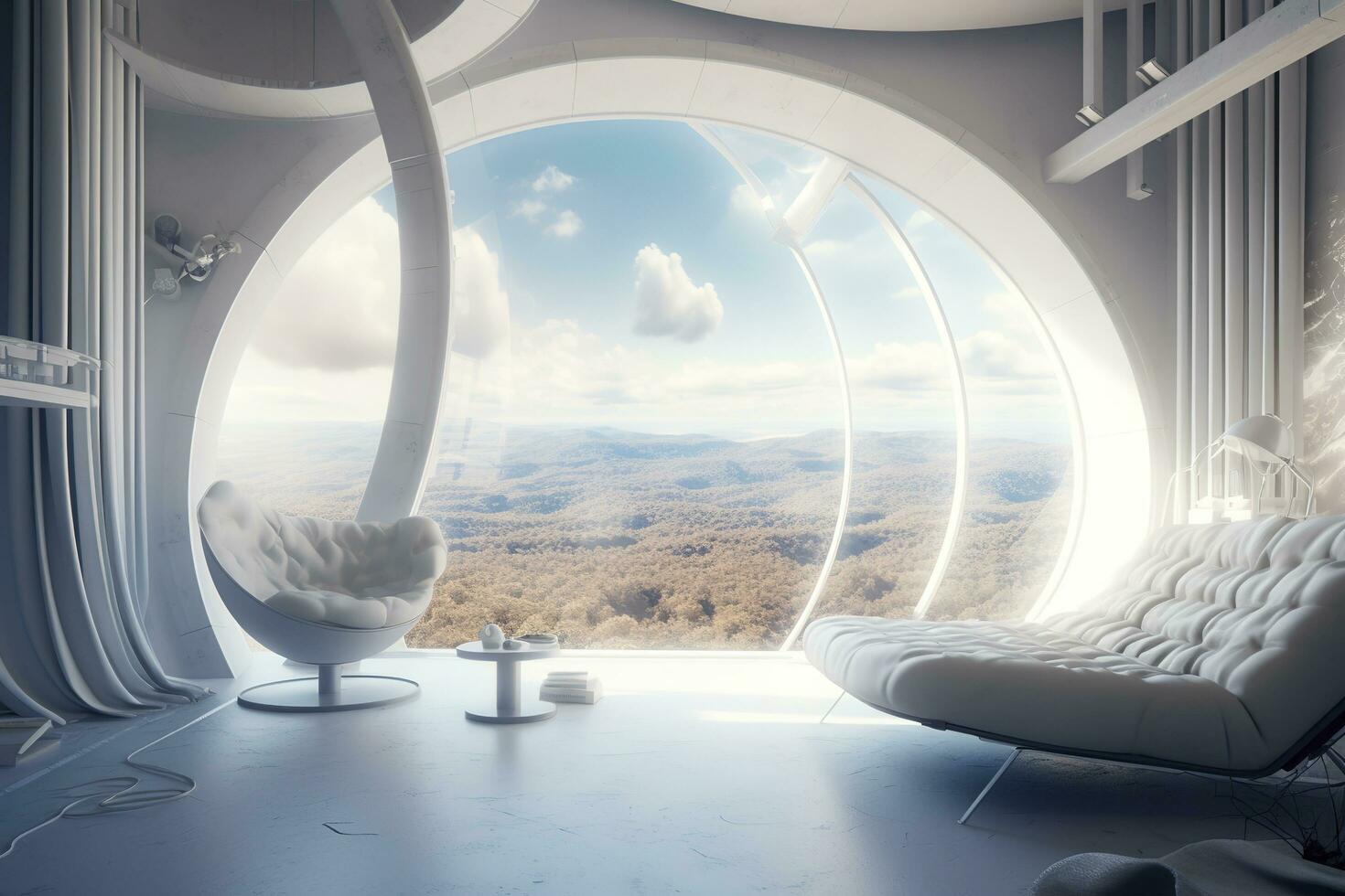 concepto Arte ilustración de ciencia ficción futurista interior de espacio estación, generar ai foto