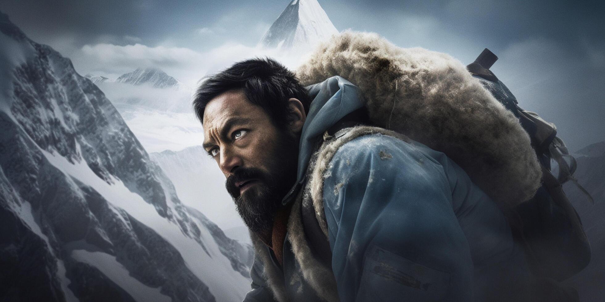 A poster for the mountaineer that is on the bottom photo