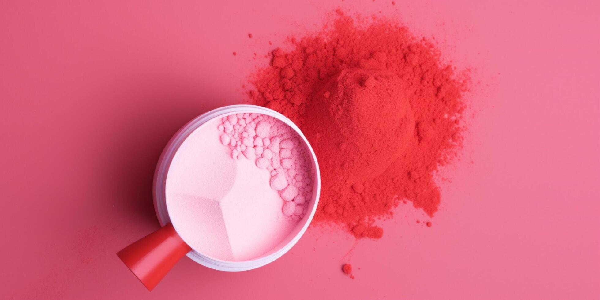 Pink powder is on a white surface photo
