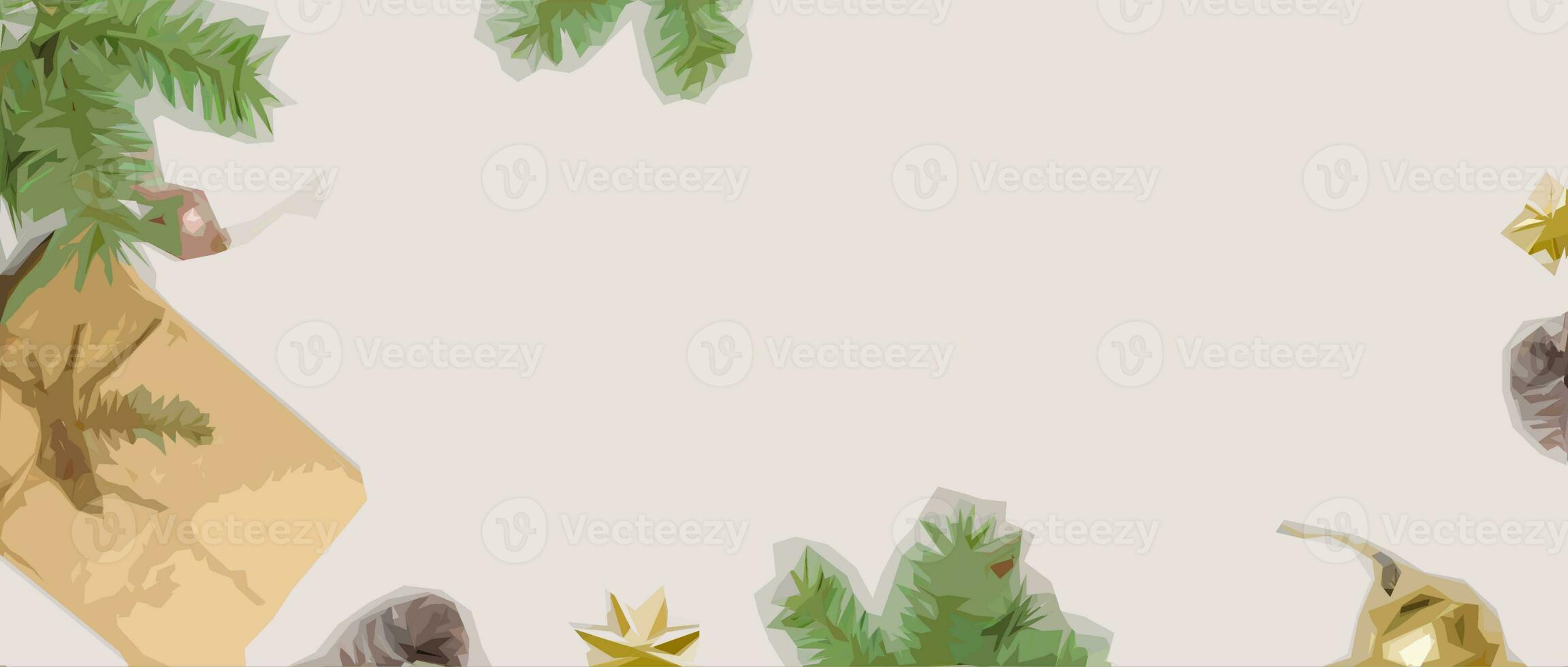 Christmas or New Year background, plain composition made of Xmas decorations and fir branches, flat lay, blank space for a greeting text photo
