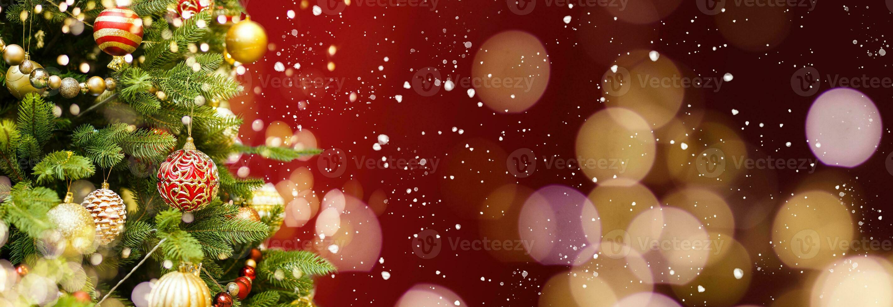 Closeup of Christmas-tree decorations, christmas tree and decorations christmas background photo