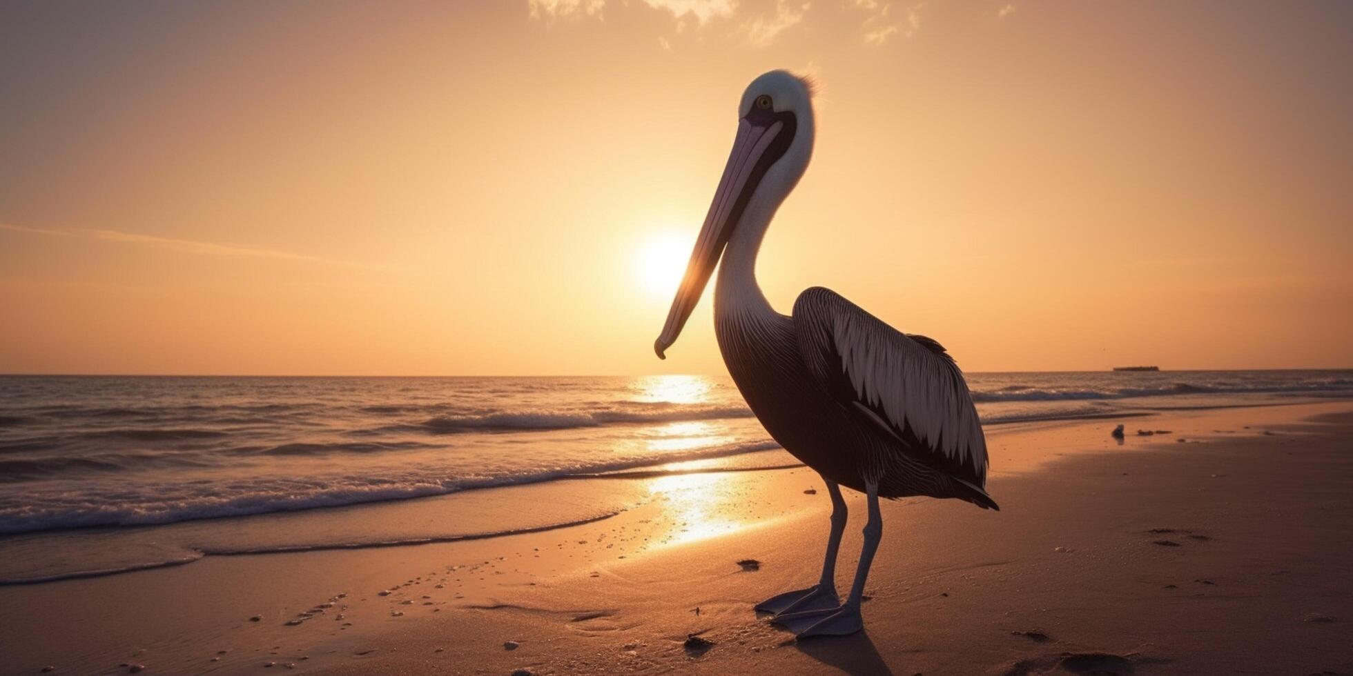 pelícano soportes terminado el agua ai generado foto