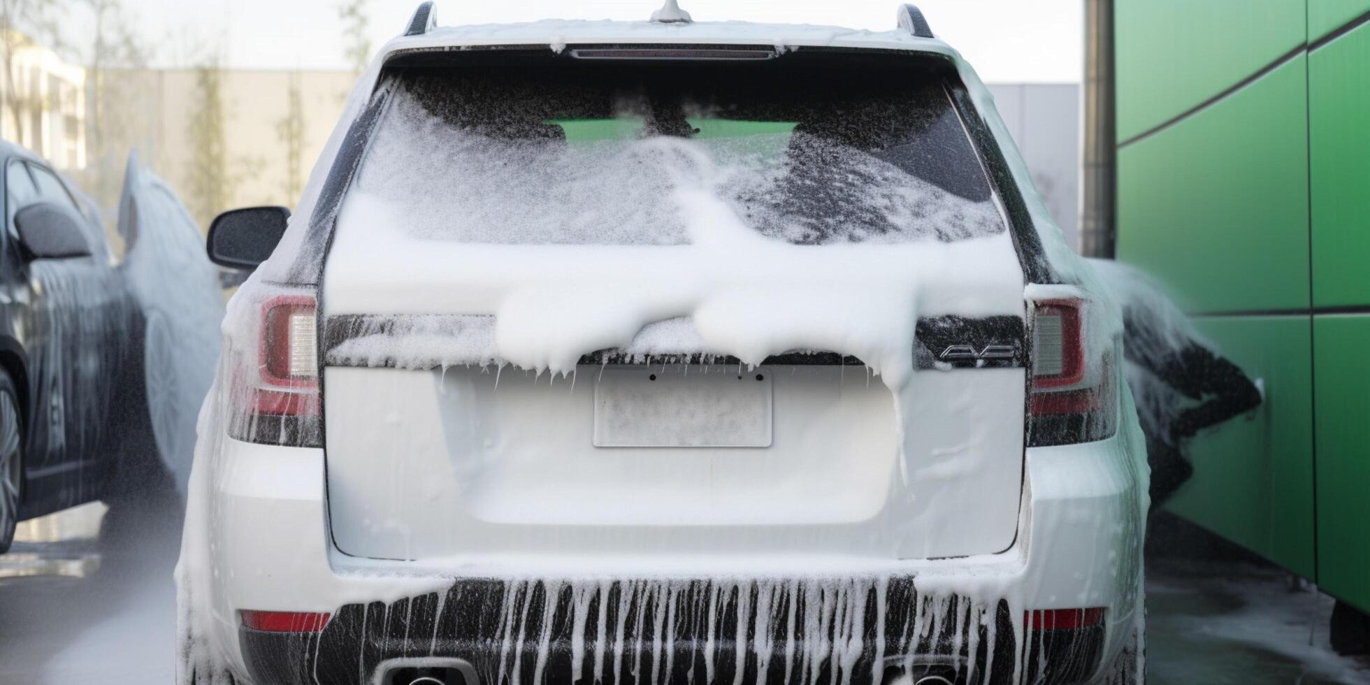 coche lavar con espuma ai generado foto