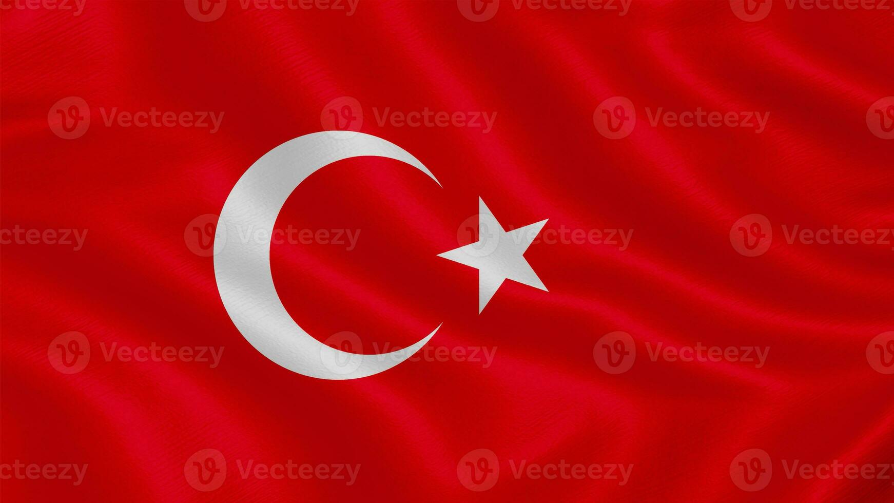 Flag of Turkey. Realistic Waving Flag 3d Render Illustration with Highly Detailed Fabric Texture photo