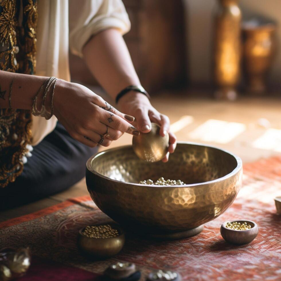photo of Using a singing bowl for healing