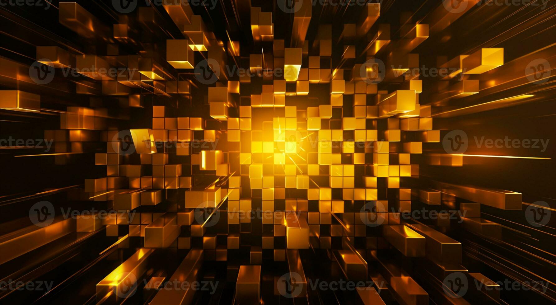 Abstract bright in the style of dark gold and yellow. Computer generated abstract holiday background. 3D illustration photo