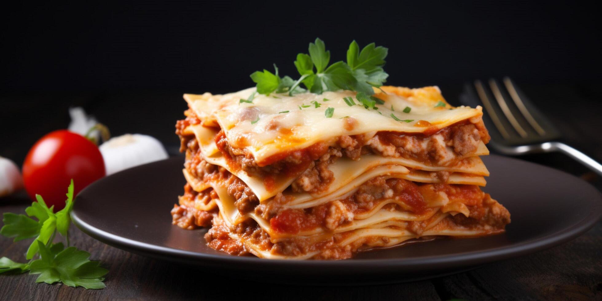 Delicious lasagna aesthetic photo