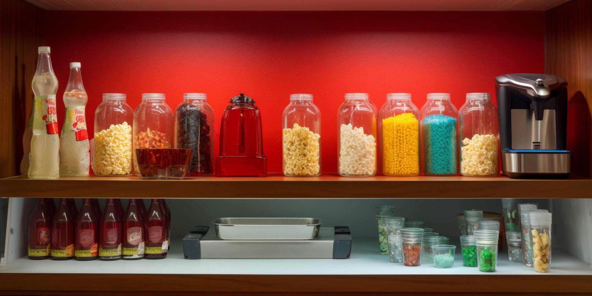 Cinema snack bar with pop corns and soft drink photo