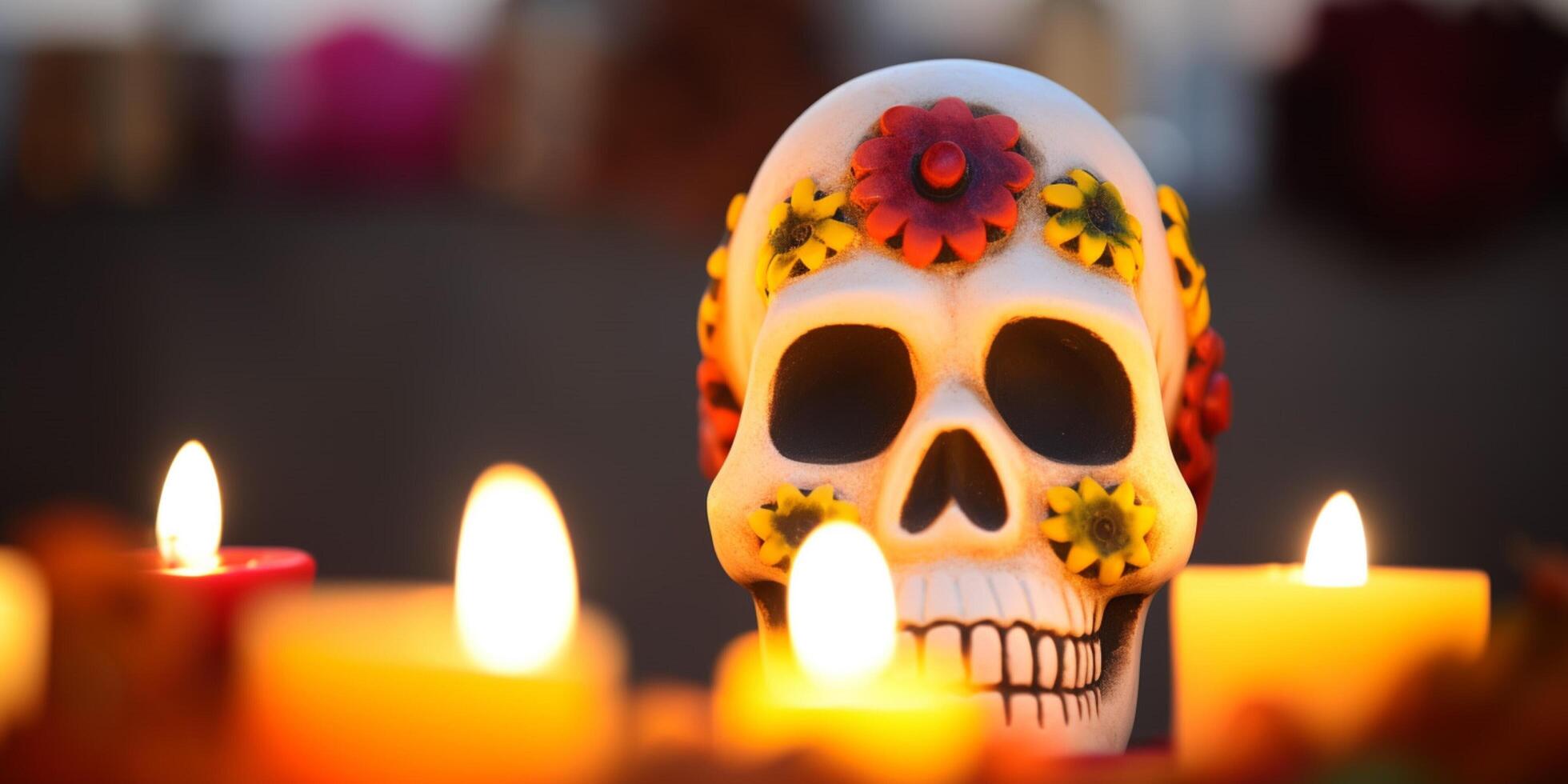 Day of the dead skull blur background photo