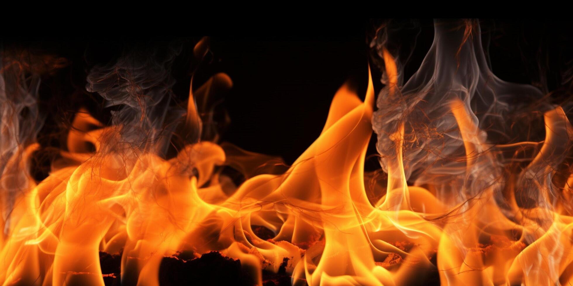 orange flaming of fire on a dark background photo