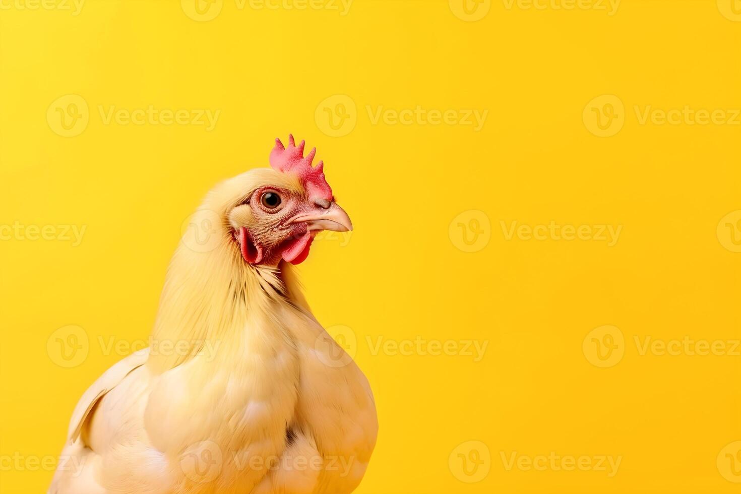 pollo en amarillo antecedentes con espacio de copia. agricultura y agricultura concepto. ai generado. foto