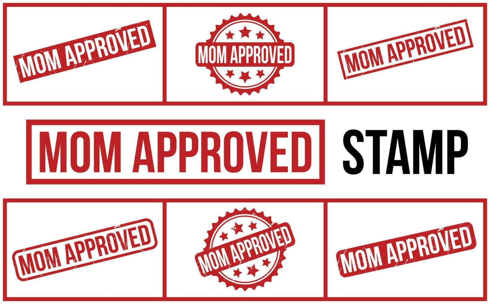 Mom Approved rubber grunge stamp set vector