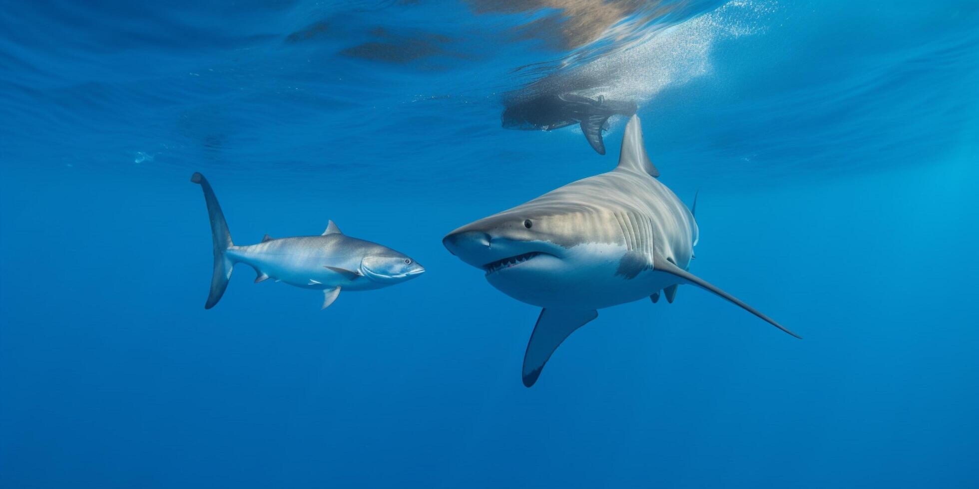 Shark and fishes in the ocean photo