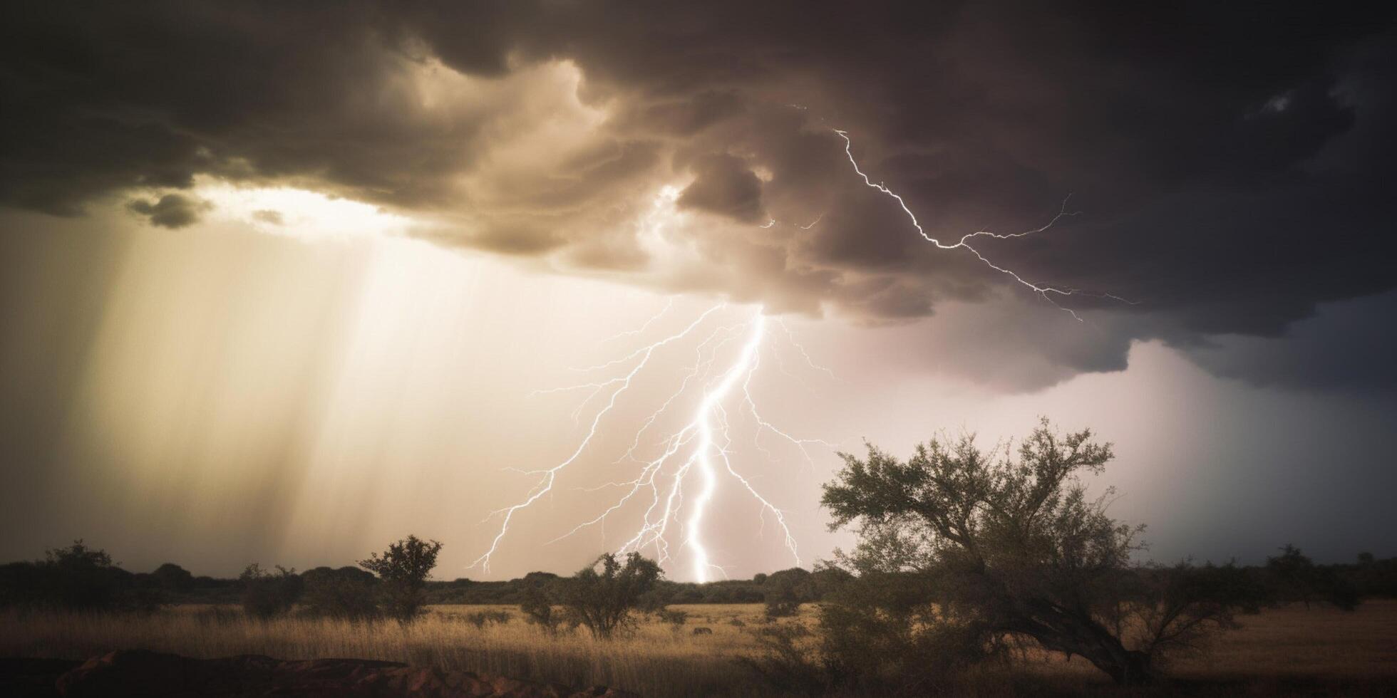 A strom with a lightening on the top photo