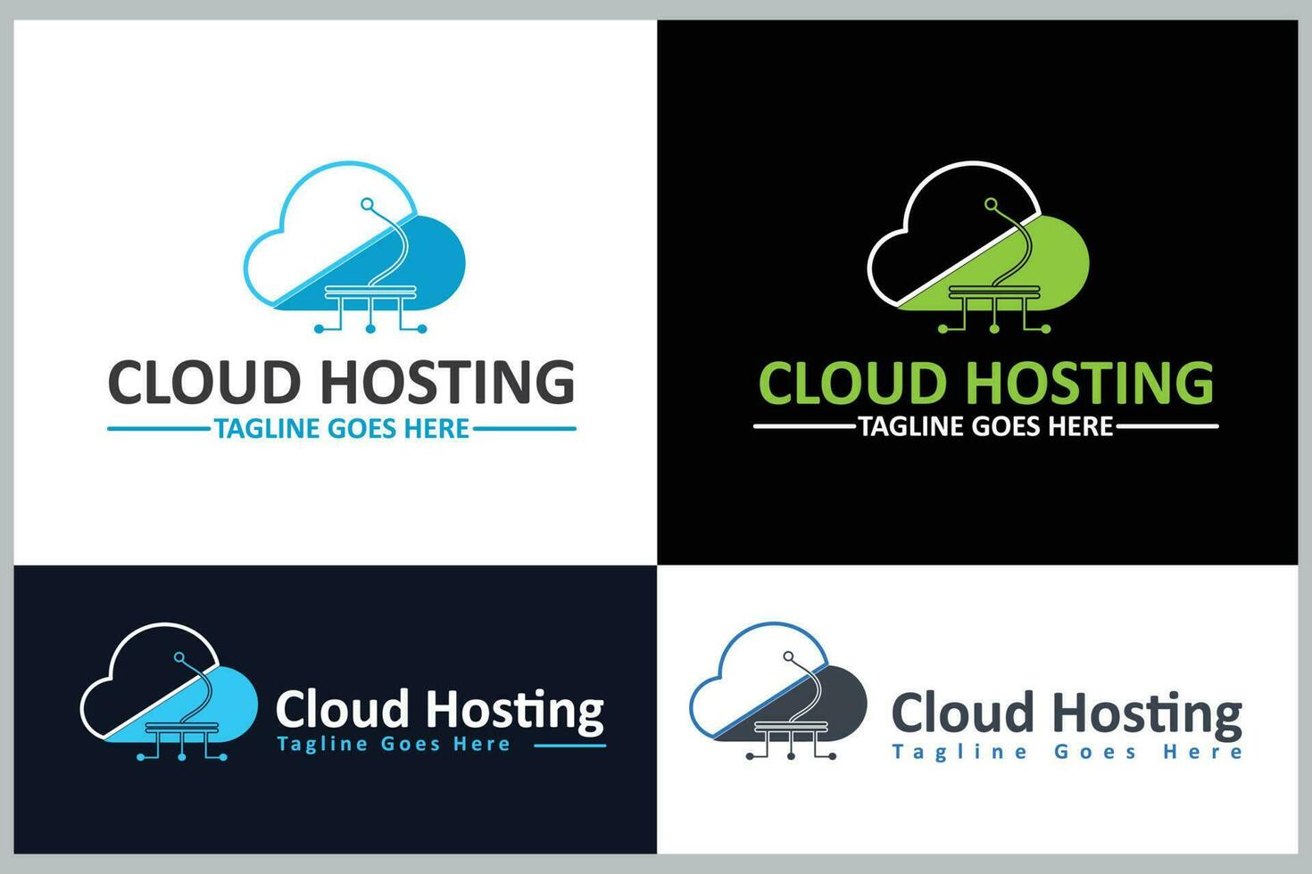 Cloud Hosting Logo Design Template vector