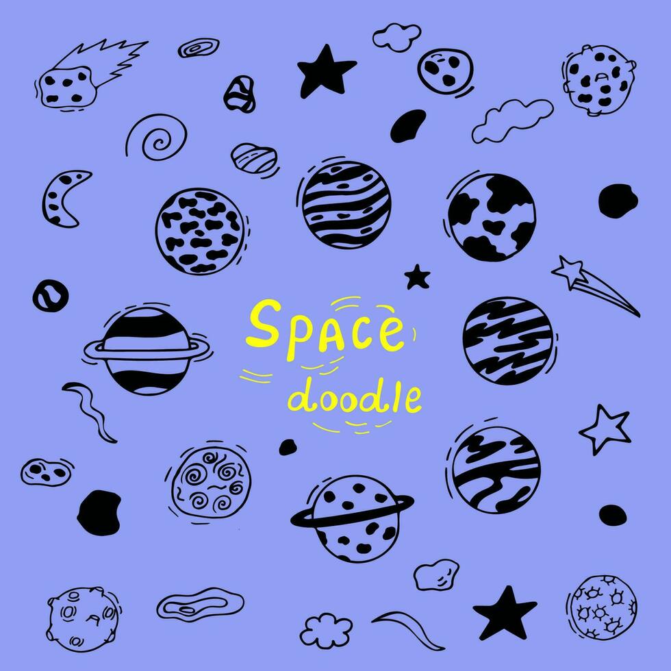 space doodles, space, planets in space, starry background vector