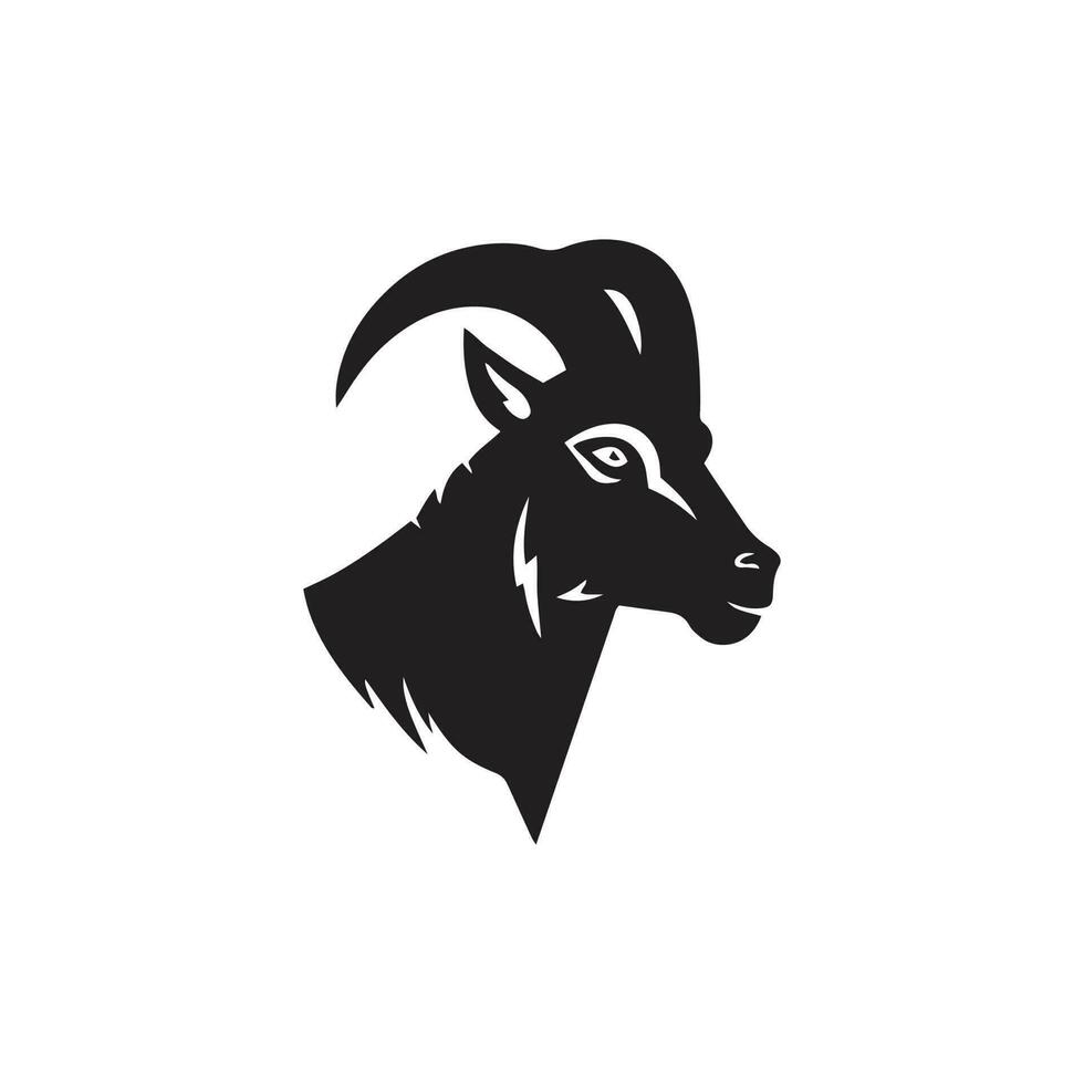estilizado silueta cara cabra vector salvaje animal logo icono modelo