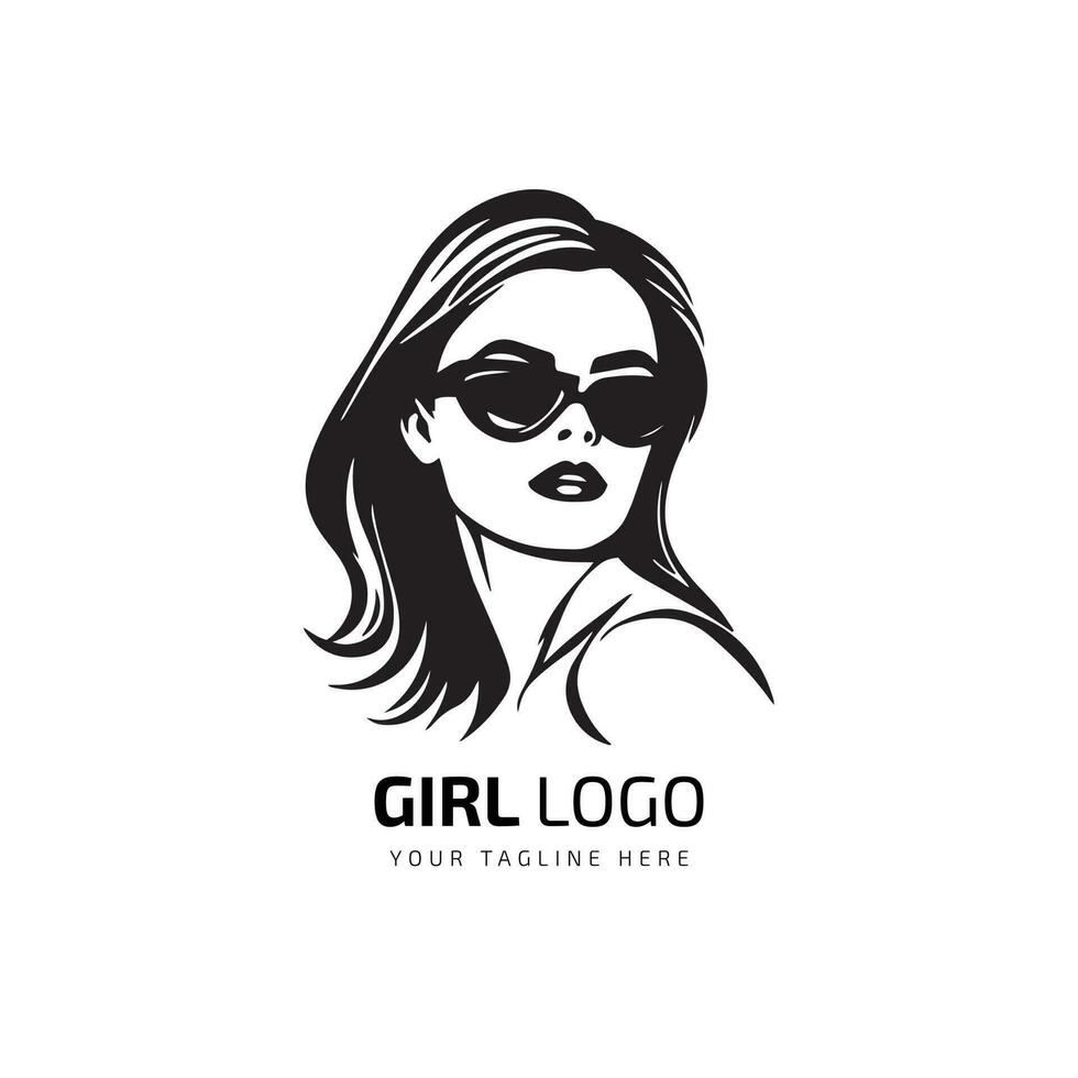 niña logo símbolo diseño con hermosa mujer retrato y único icono diseño para belleza y Moda negocio vector