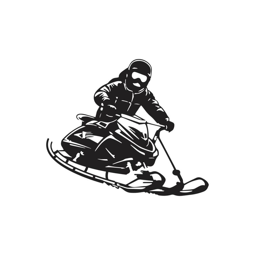 Snowmobile Silhouette on white background vector
