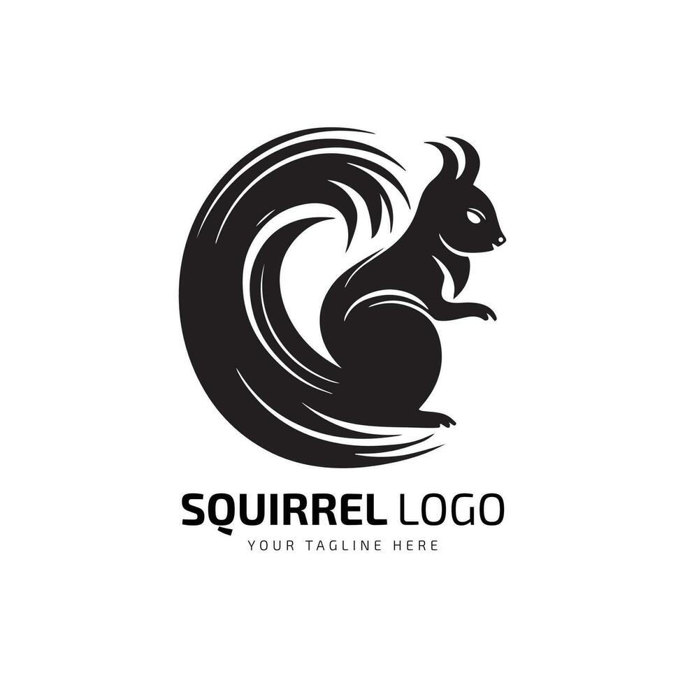 Squirrel logo silhouette vector template and white background