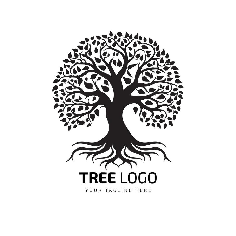 Tree minimal logo symbol template vector