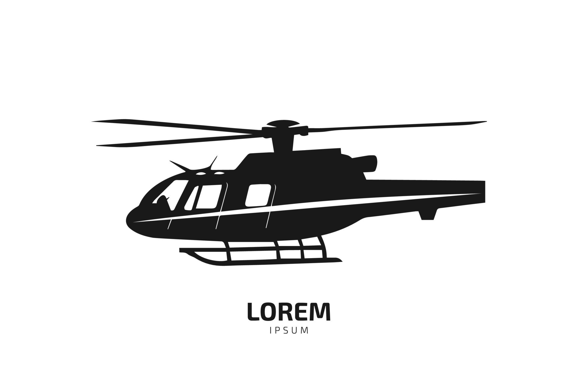 Silhouette of a helicopter vector illustration isolated on white