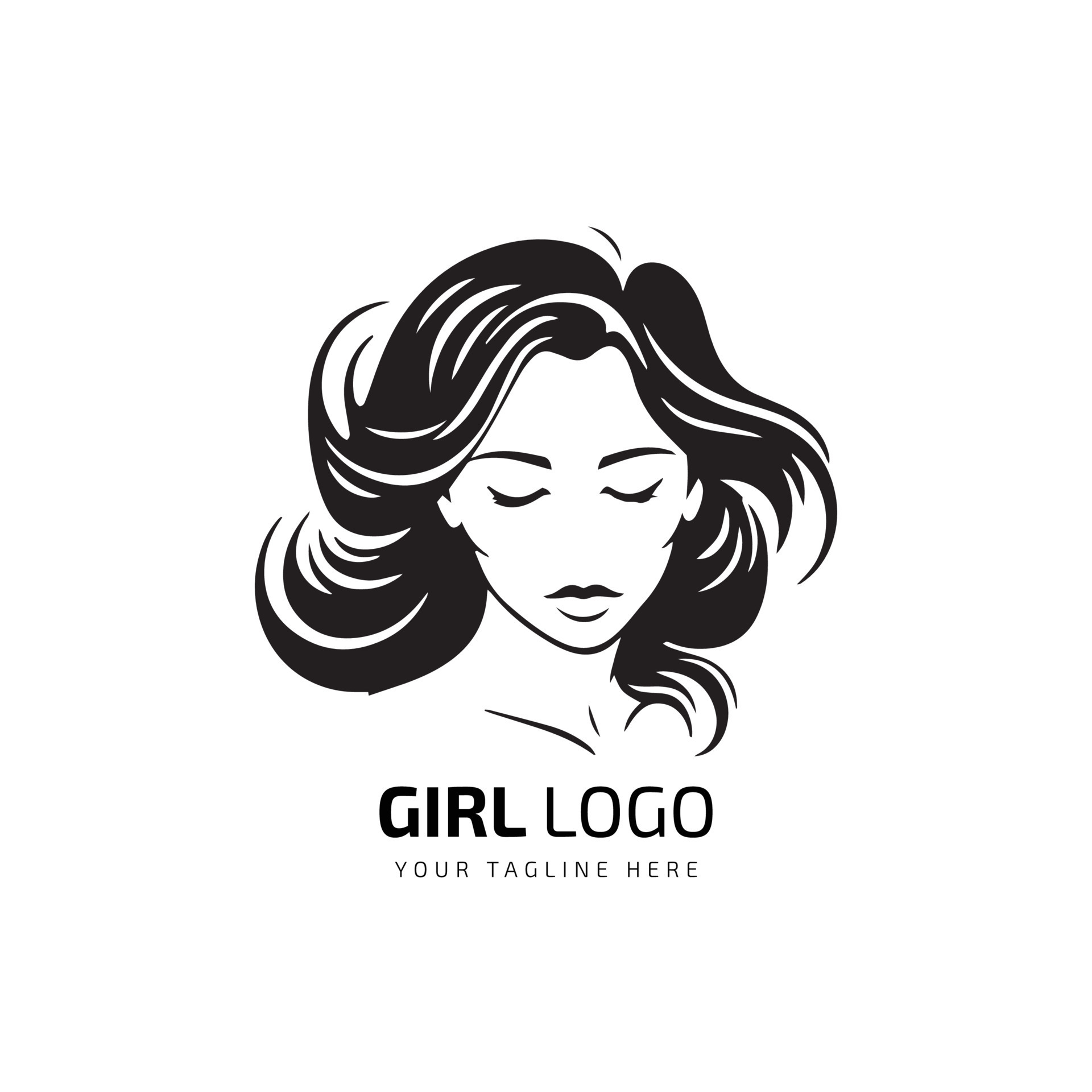 Girl logo symbol design and Unique icon layout for beauty and fashion ...