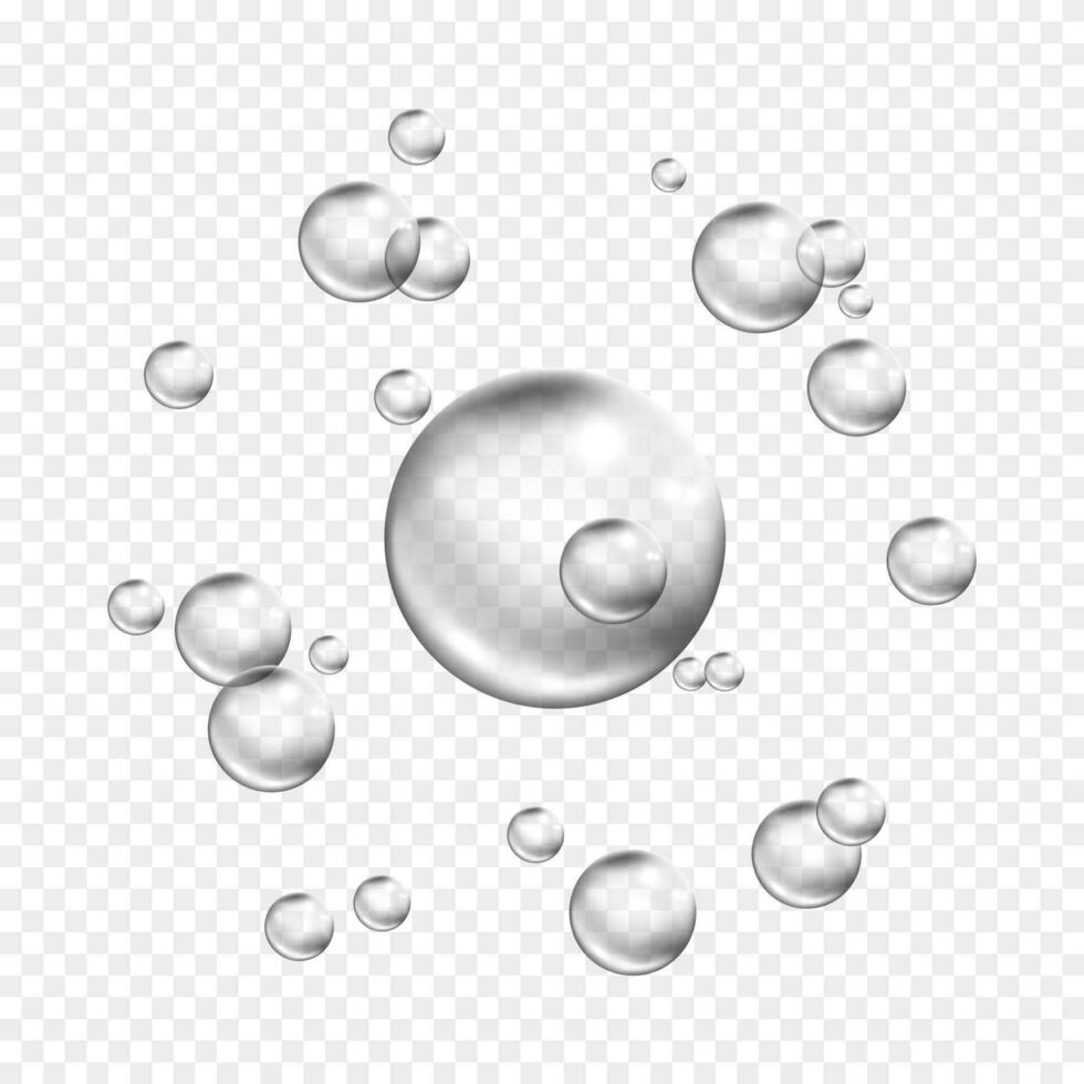 Soapy bubbles. Fizzing air bubbles stream. Circle air bubbles in water. Vector illustration