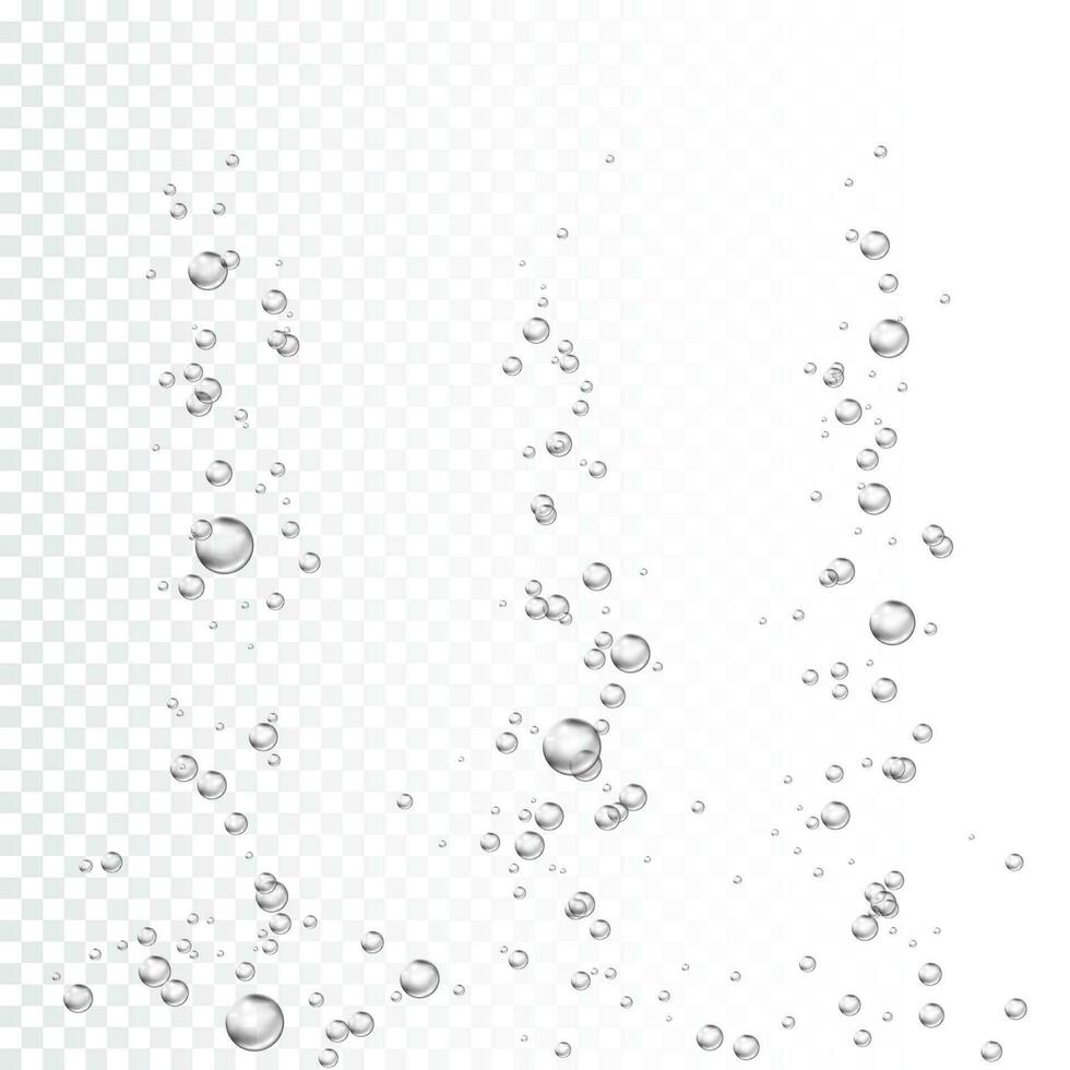 Air bubbles stream. Soapy bubbles. Realistic water drops. Vector