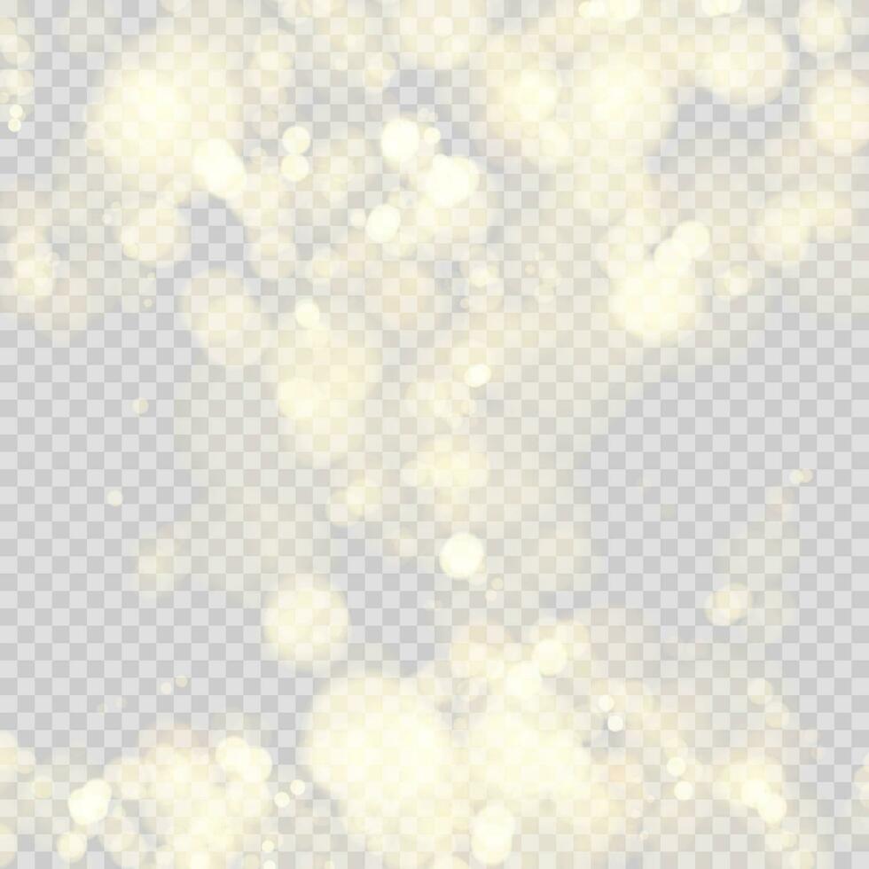 Festive background with defocused lights. Effect of bokeh circles. Christmas glowing warm golden glitter element. Vector illustration