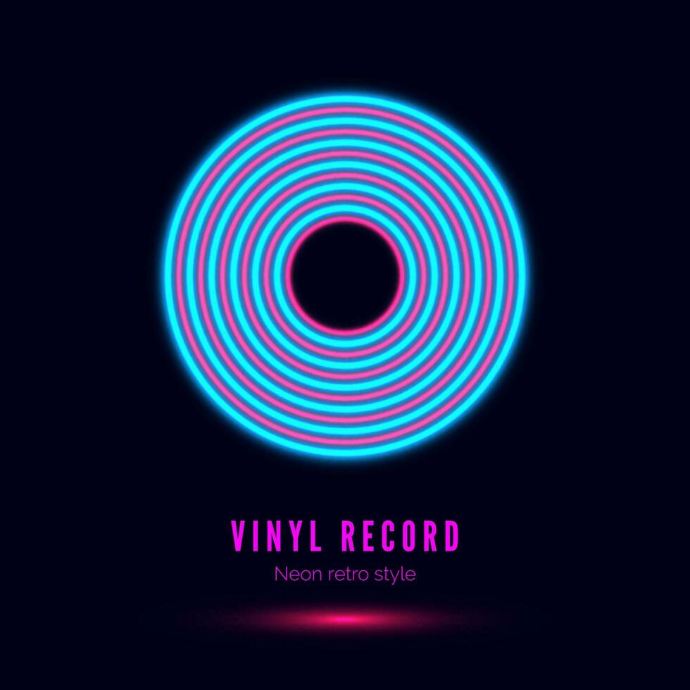 neón vinilo retro registro. álbum cubrir o modelo para fiesta invitación en retro estilo. vector