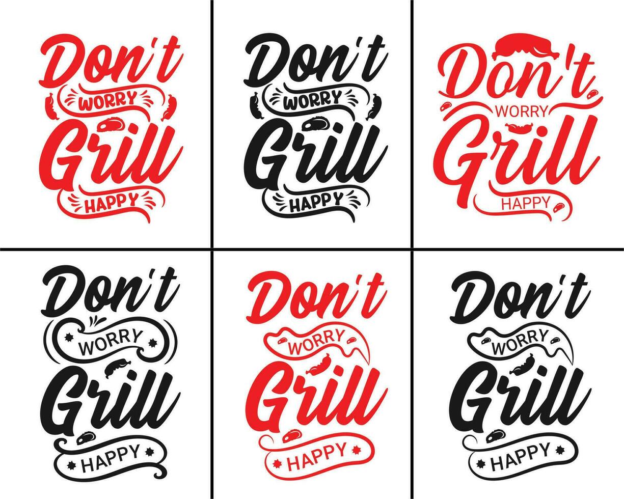 BBQ grilling vector typography t-shirt bundle design. BBQ t-shirt design