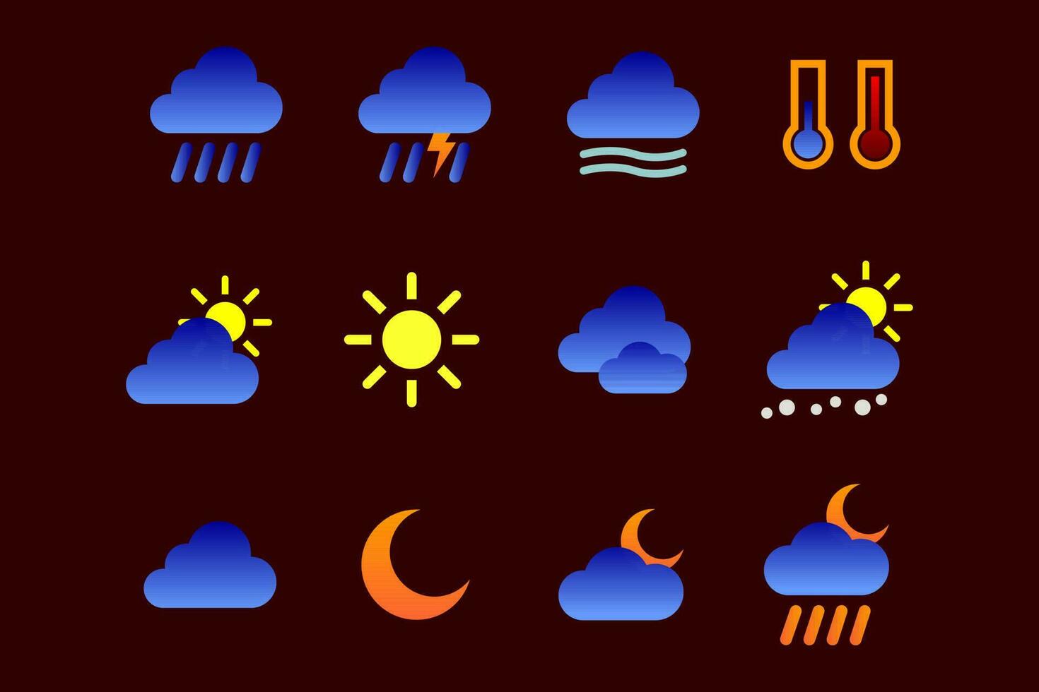 set of weather icons, Weather unique icons set elements for mobile and web vector