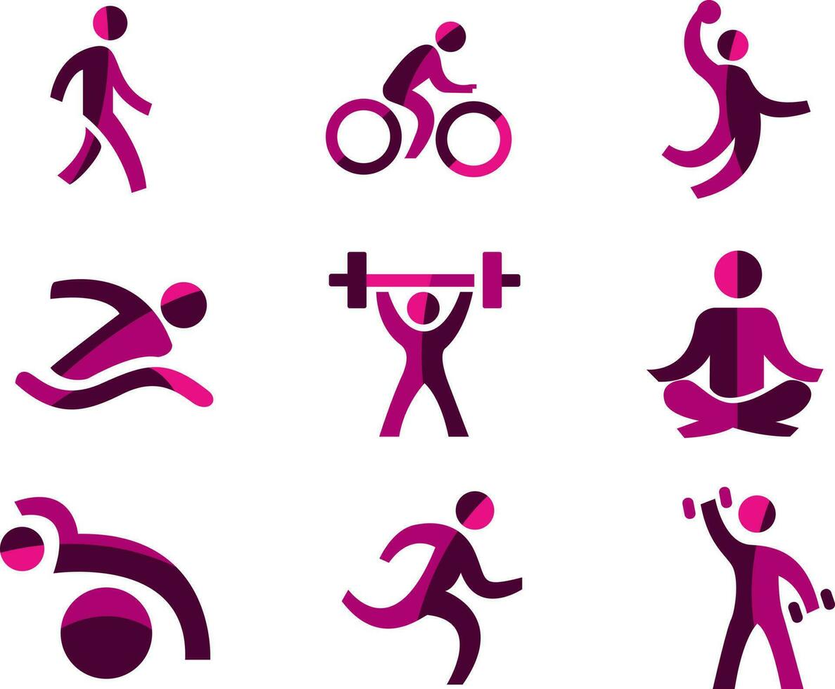 gym icons collection and sport set vector