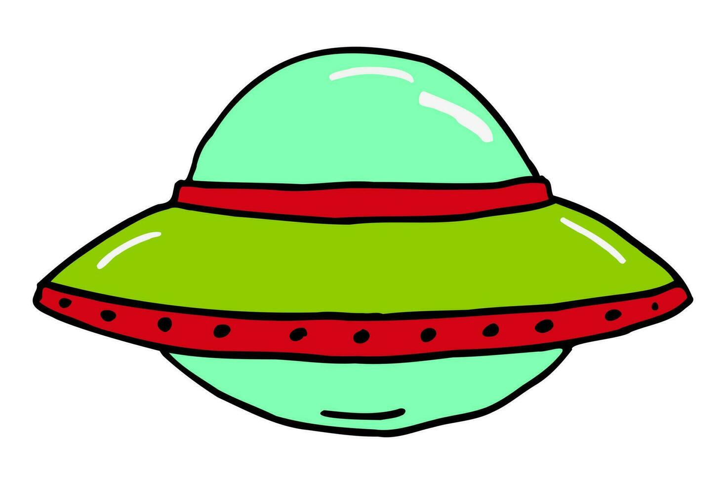 Green-Red Cartoon UFO alien plane. ufo, alien, illustration, vector. vector