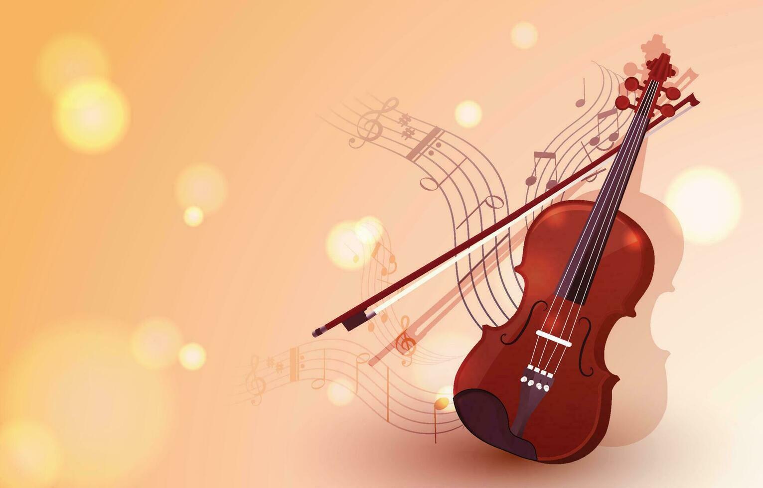 Violin with Music Note Background with Spark of Light vector