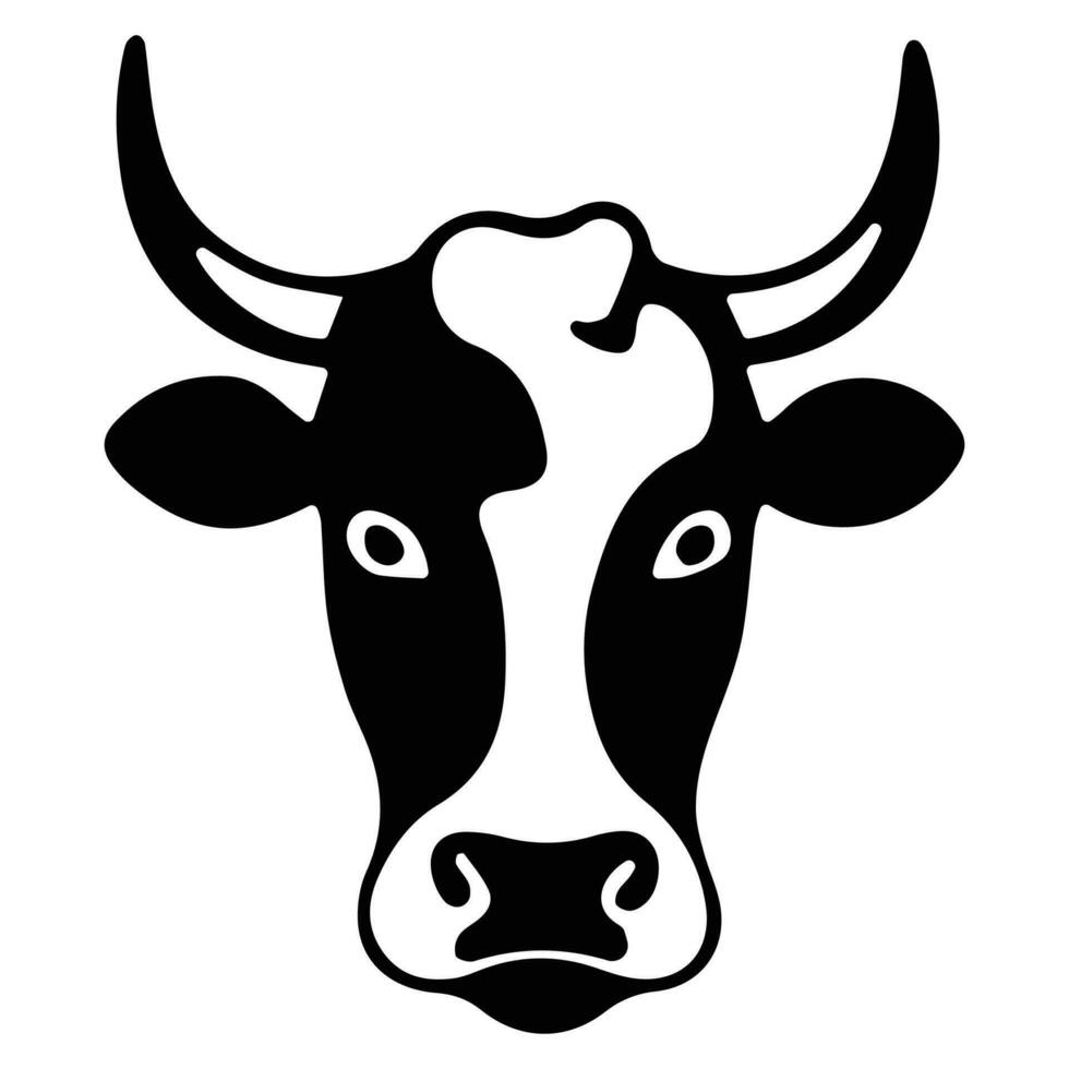 Bull Face Silhouette, Bull Sketch Drawing With White Background vector