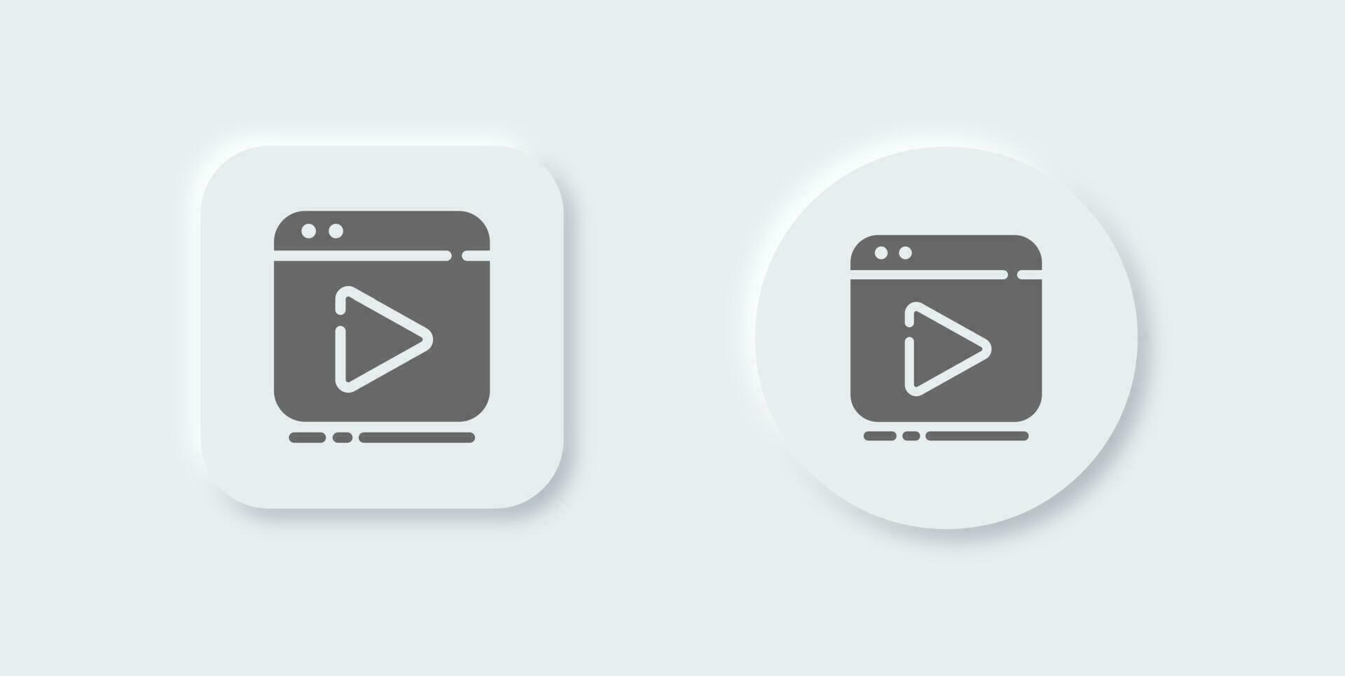 Media player solid icon in neomorphic design style. Video signs vector illustration.