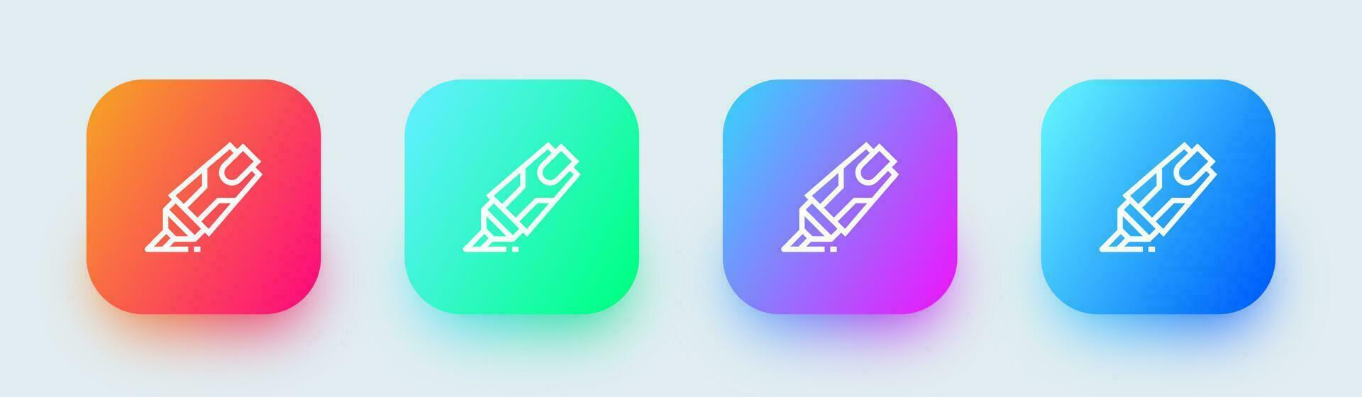 Highlighter line icon in square gradient colors. Marker signs vector illustration.