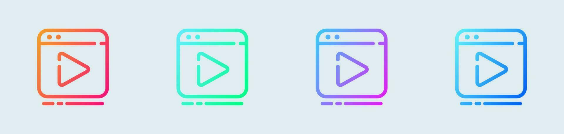 Media player line icon in gradient colors. Video signs vector illustration.