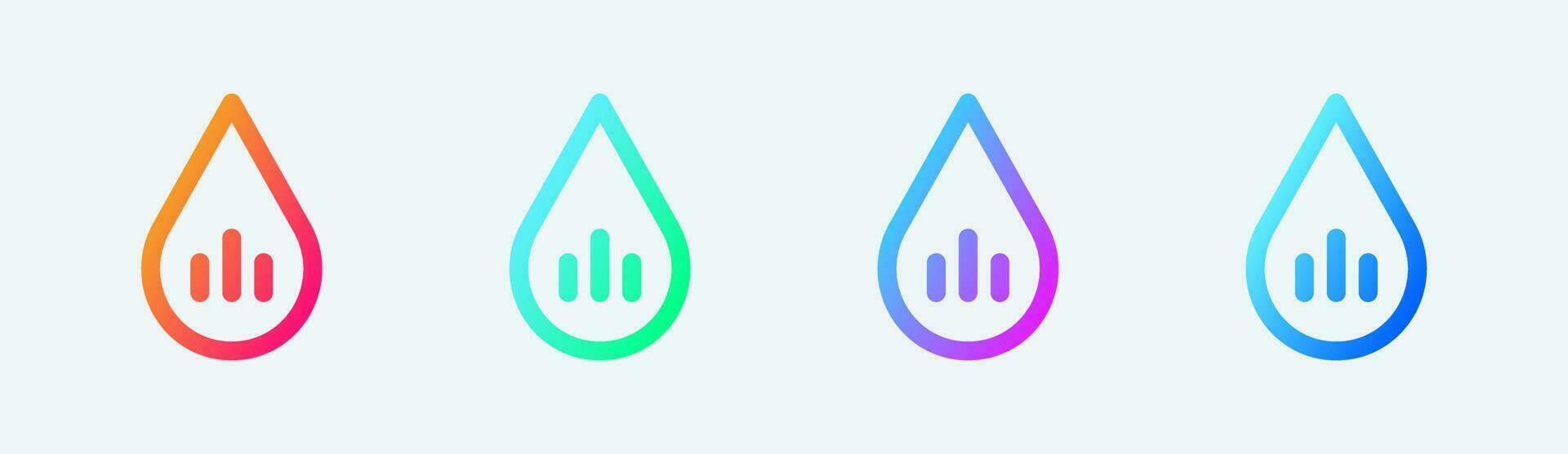 Heat water line icon in gradient colors. Hot temperature signs vector illustration.