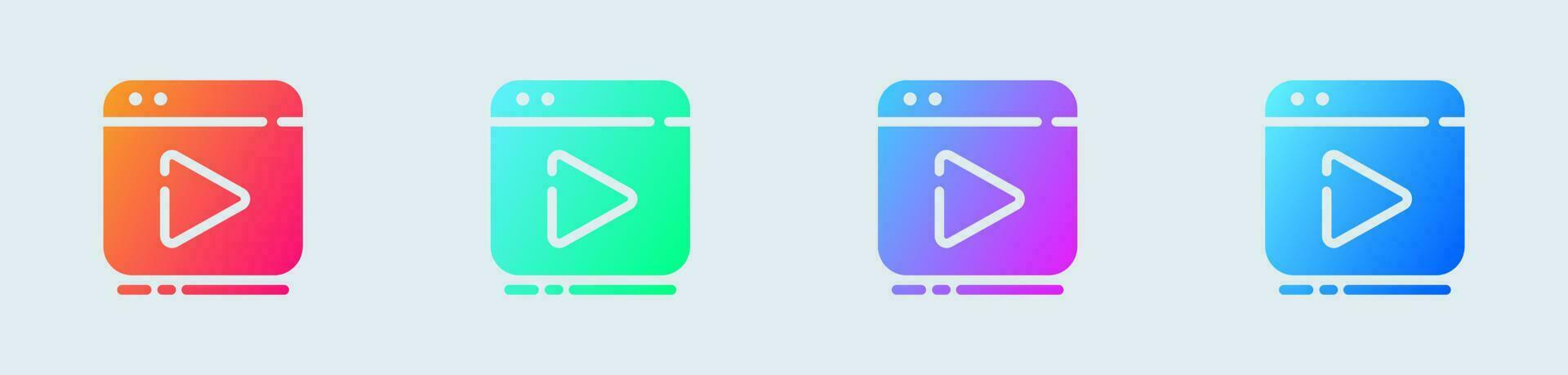 Media player solid icon in gradient colors. Video signs vector illustration.