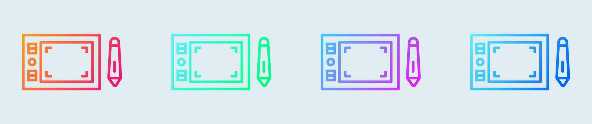 Pen tablet line icon in gradient colors. Drawing signs vector illustration.
