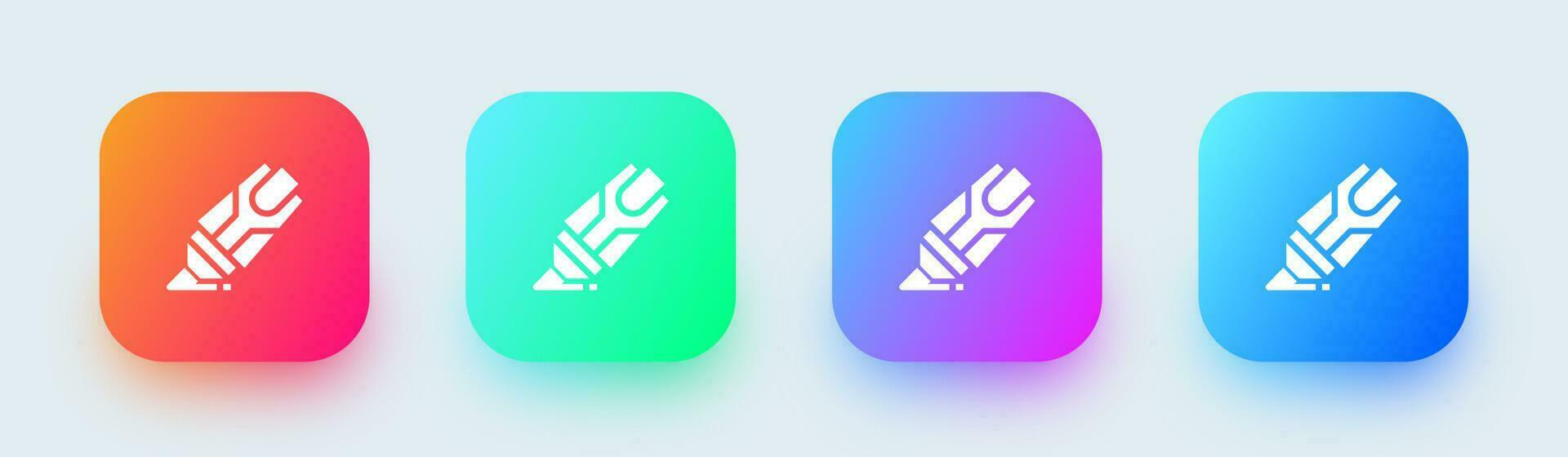 Highlighter solid icon in square gradient colors. Marker signs vector illustration.