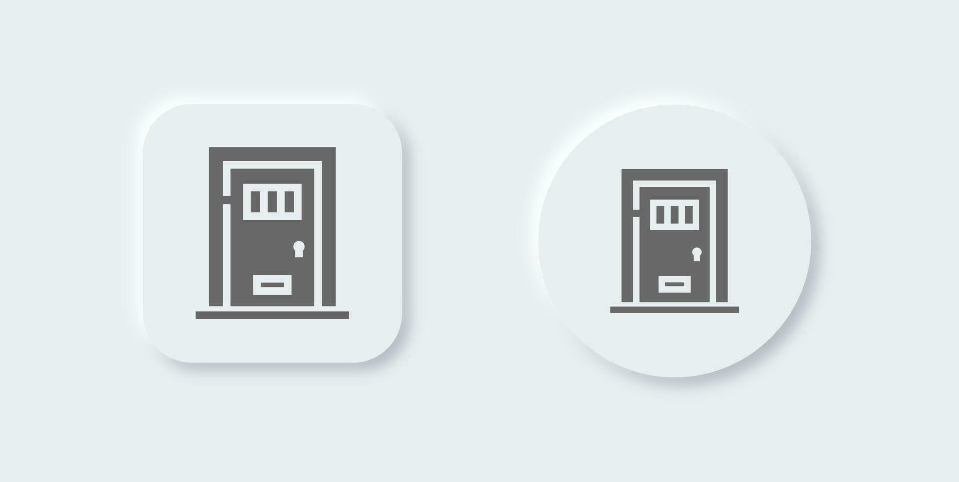 Door solid icon in neomorphic design style. Protection signs vector illustration.